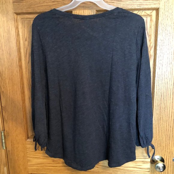 NEW Blue Loose Fit 3/4 Sleeve Tee, Size Large - Picture 5 of 5
